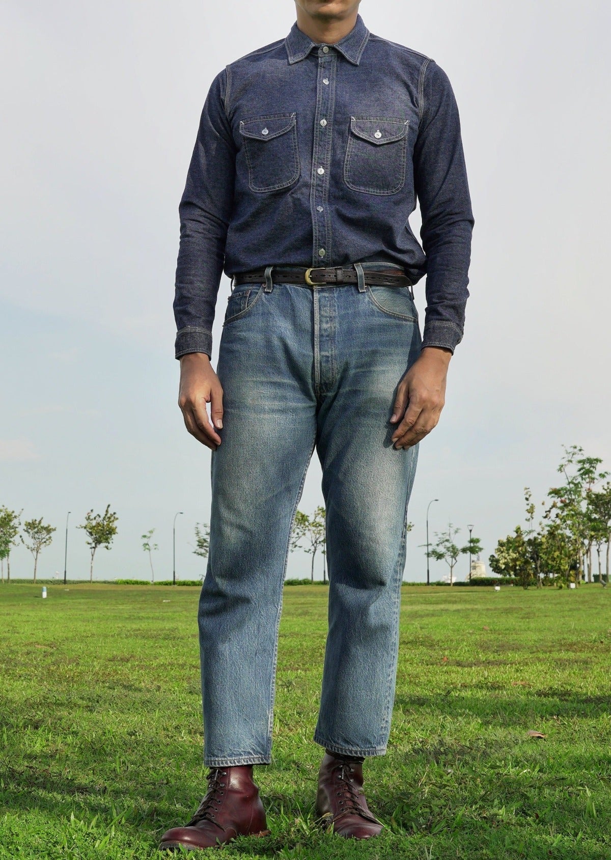Clint Long Sleeve Shirt - Blue Denim
