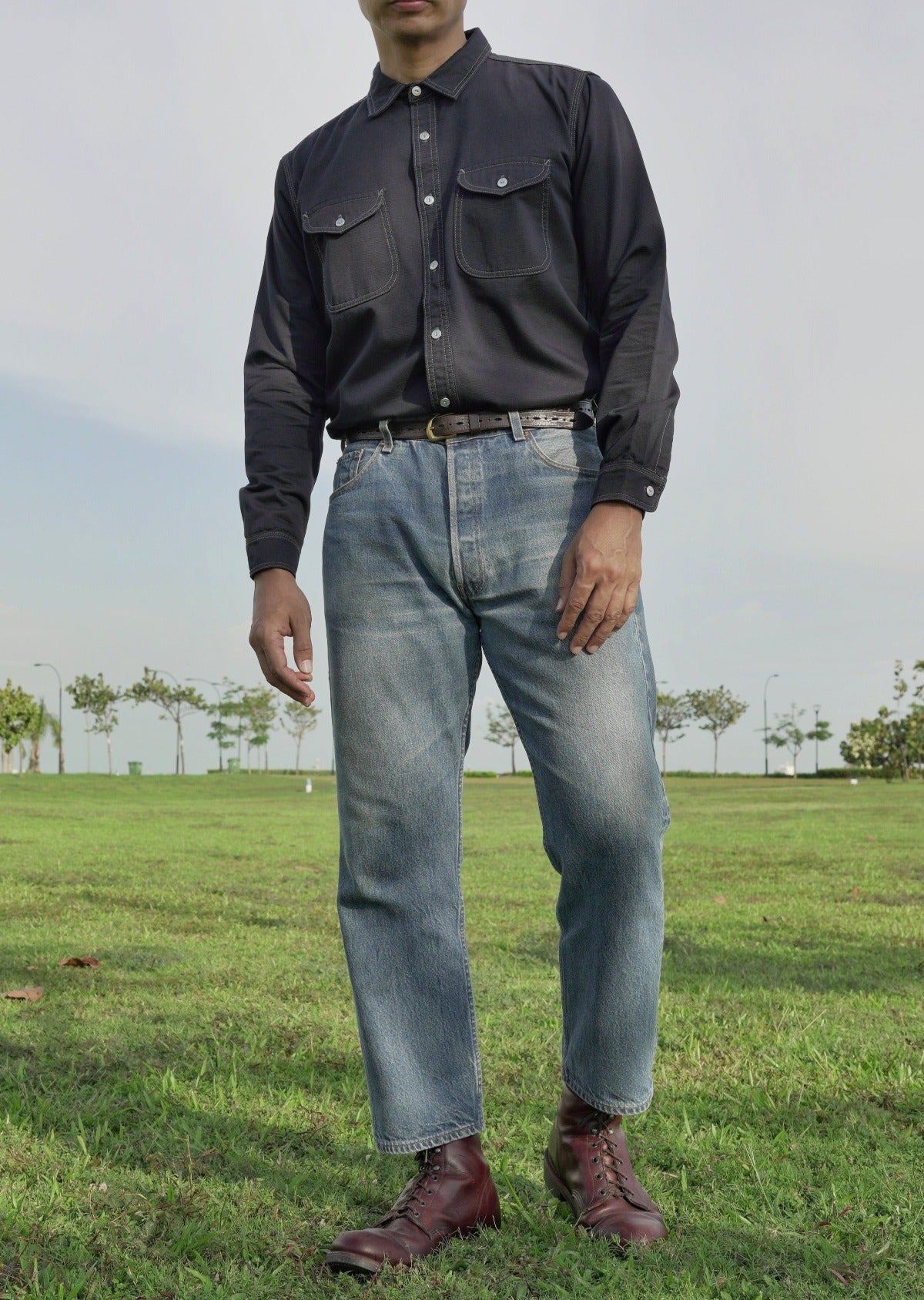 Clint Long Sleeve Shirt - Black Twill